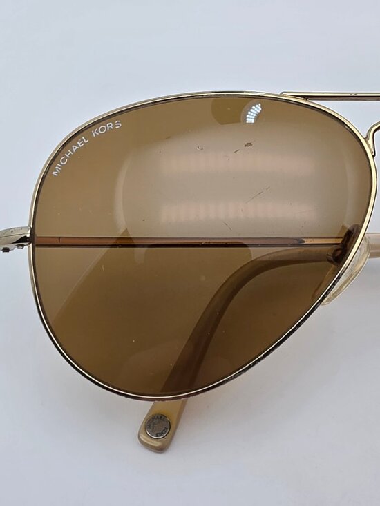 Michael Kors Jet Set M2047S 780 Gold Frame Brown Glass Lens Aviator Sunglasses main image 6